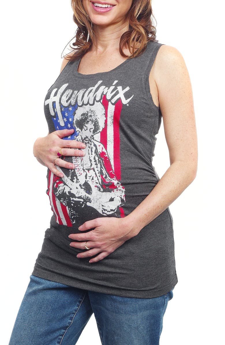VIP MAMA Jimi Hendrix Maternity Graphic Tank, Main, color, CHARCOAL