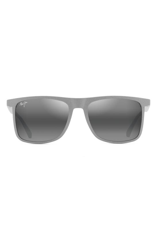 Shop Maui Jim Makamae 56mm Polarized Square Sunglasses In Matte Grey