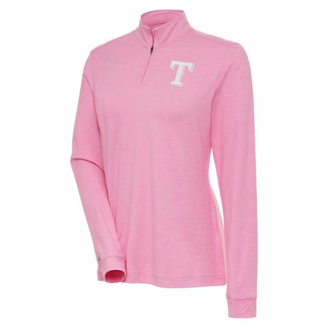 Women's Antigua  Pink Texas Rangers Mentor Quarter-Zip Pullover Top