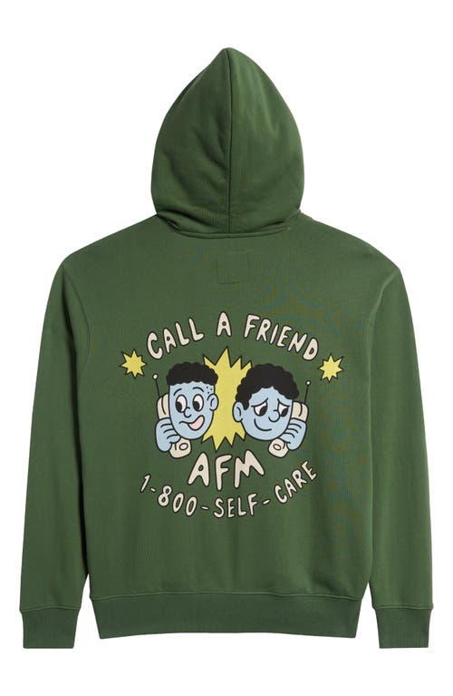 Shop Action Figure Miles Call A Friend Graphic Hoodie In Hunter Green