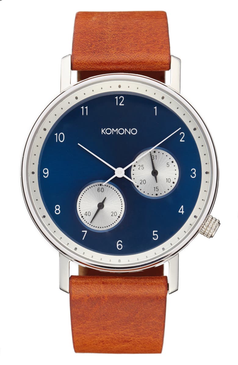 Komono Walther Chronograph Leather Strap Watch, 40mm Nordstrom