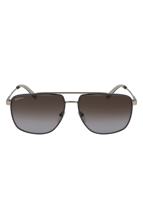 Shop Ferragamo 60mm Gradient Navigator Sunglasses In Matte Gold/brown