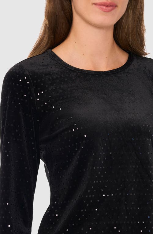 Shop Halogenr Halogen(r) Metallic Long Sleeve T-shirt In Rich Black