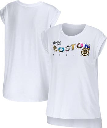 Women's WEAR by Erin Andrews White Los Angeles Dodgers Greetings From T- Shirt