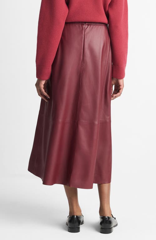 Shop Vince Leather Paneled A-line Midi Skirt In Dark Raspberry