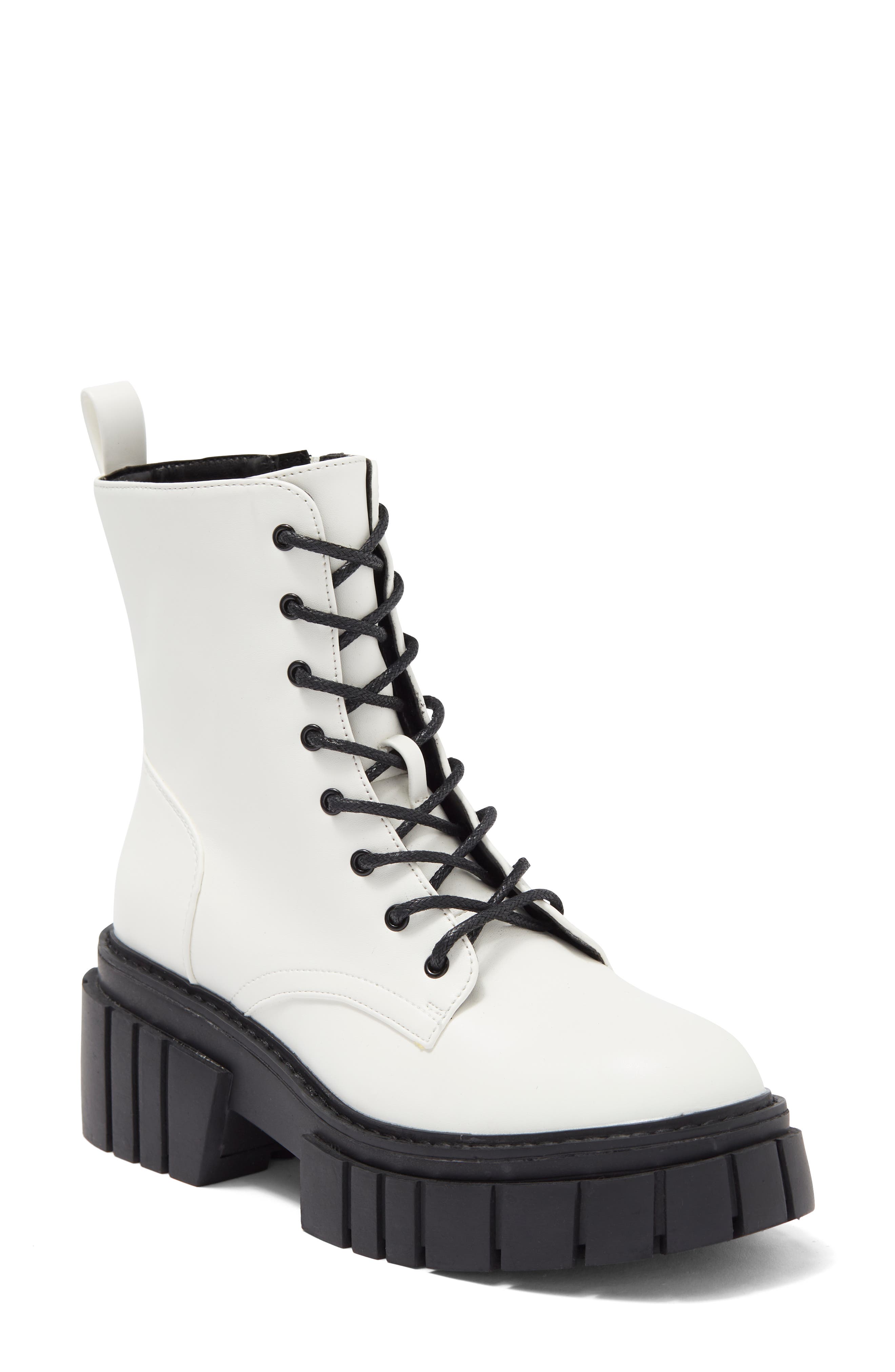 white combat boot heels