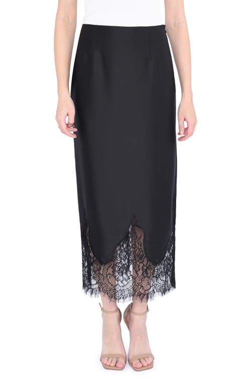 WAYF Venice Lace Trim Slip Skirt in Black at Nordstrom, Size Large