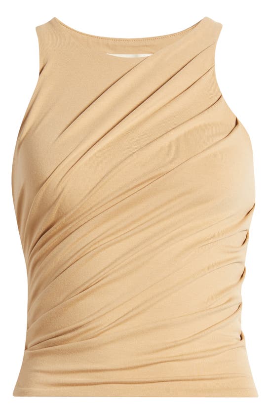Shop Open Edit Side Ruched Tank In Tan Cartouche