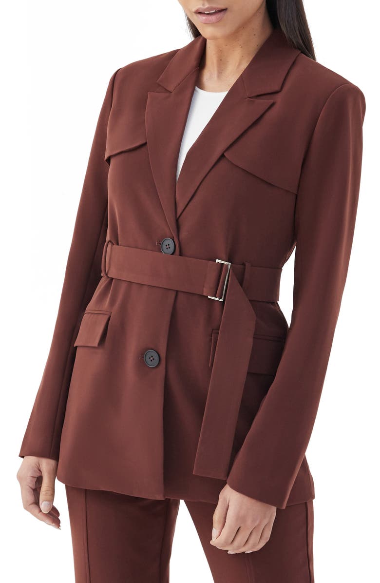 4TH & RECKLESS Elita Belted Blazer, Main, color, CHESTNUT BROWN
