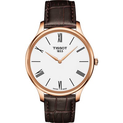 Tissot Tradition 5.5 Round Leather Strap Watch,