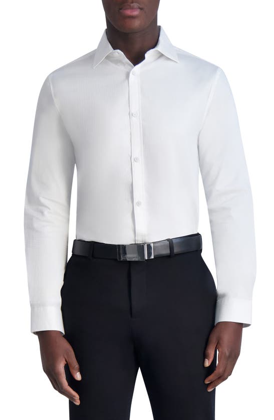 Shop Karl Lagerfeld Paris Jacquard Square Slim Fit Dress Shirt In White