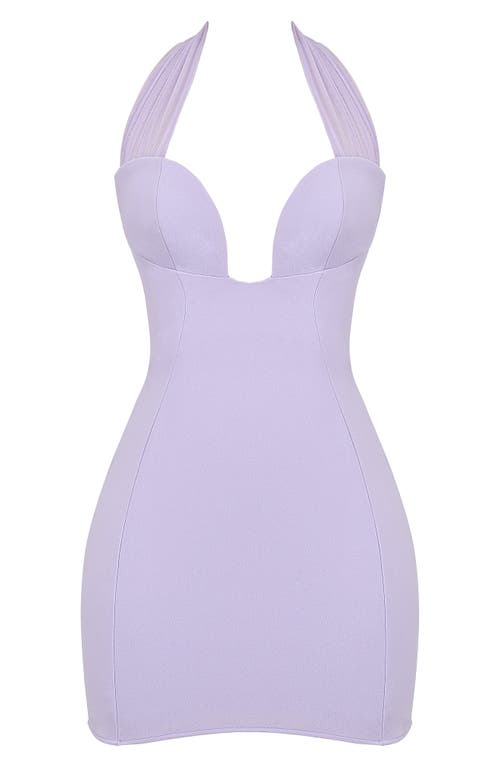 House Of Cb Alyssa Crepe Halter Minidress In Pastel Lilac