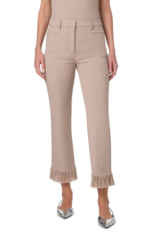 Akris Punto Marli Mid-rise Straight-leg Ankle Fringe-hem Stretch Denim Pants In Beige