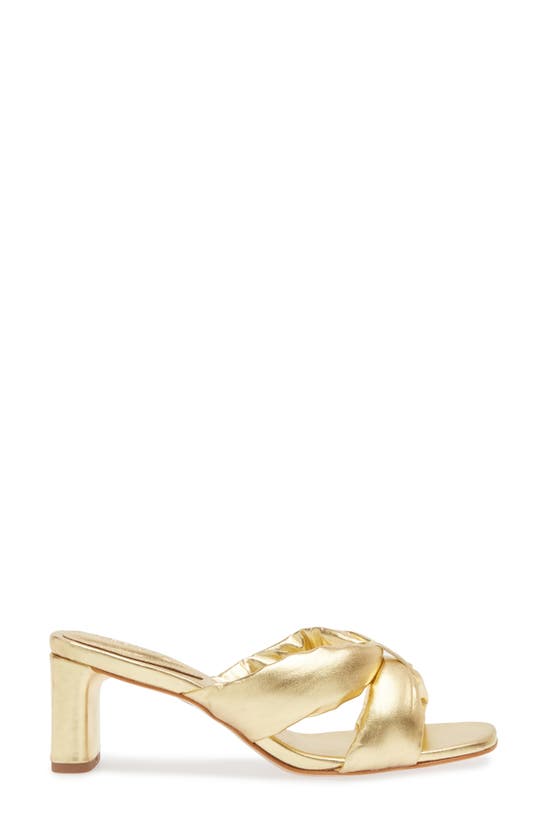 Shop Schutz Fairy Block Heel Slide Sandal In Ouro Claro Orch