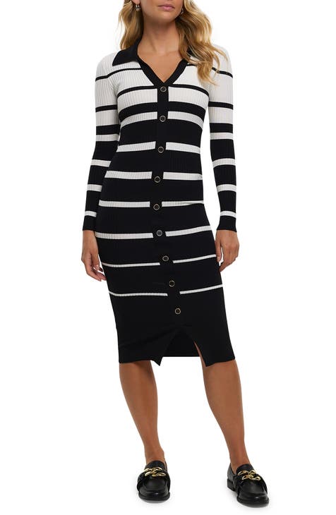 Colleen Lopez Collared Ribbed Knit Dress - 20819671