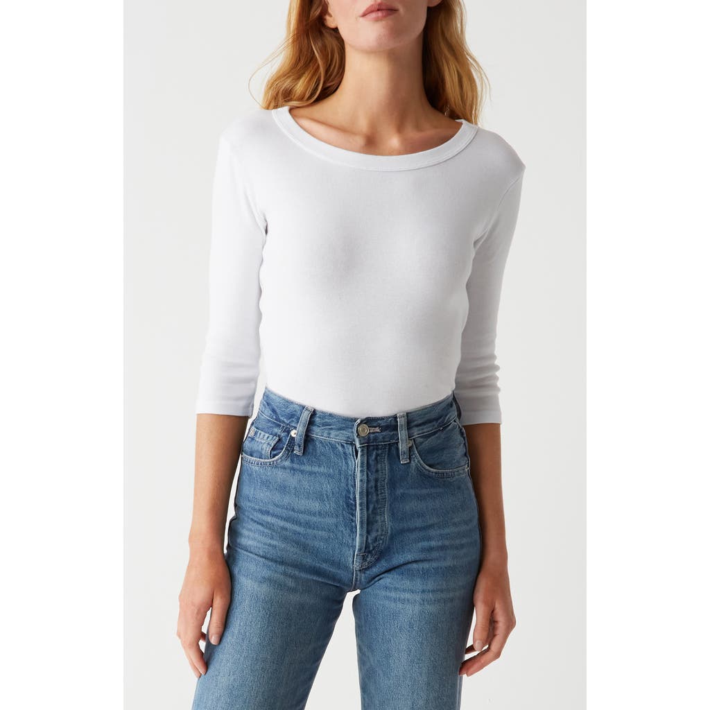 Michael Stars Dot 3/4 Sleeve Tee In White