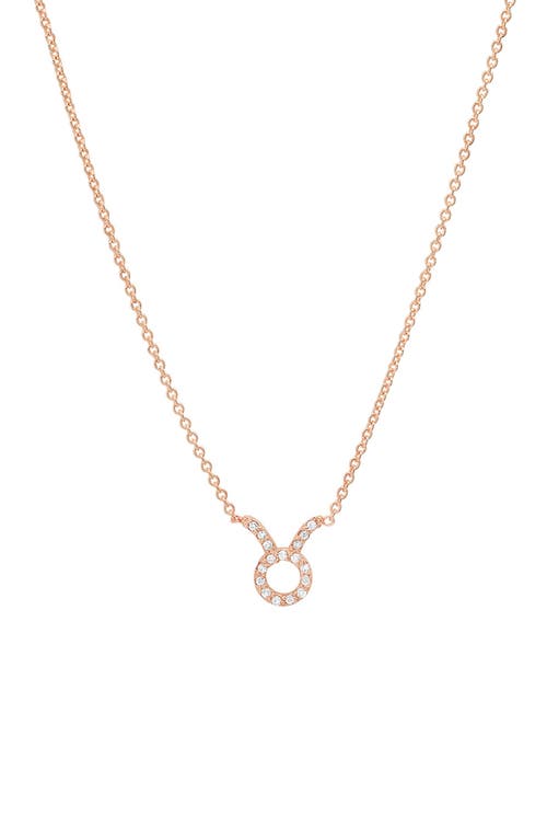 BYCHARI Diamond Zodiac Pendant Necklace in 14K Rose Gold - Taurus