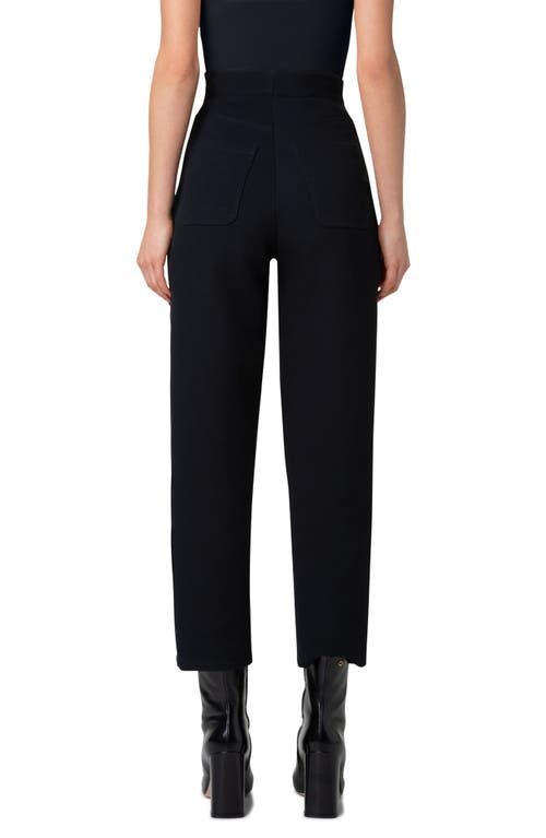 Akris Flynn High Waist Coton Double Face Ankle Pants In Black