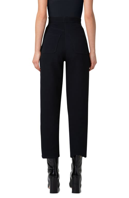 Shop Akris Flynn High Waist Cotton Double Face Ankle Pants In Black