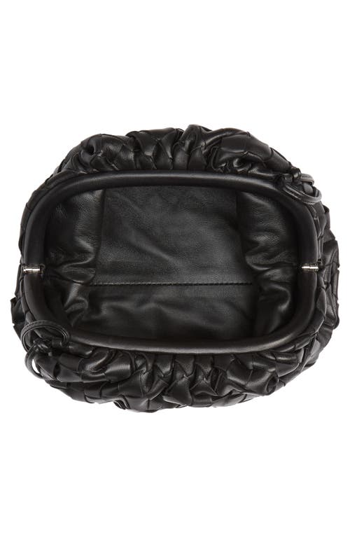 Shop Bottega Veneta Small The Pouch Leather Clutch In Nero/silver