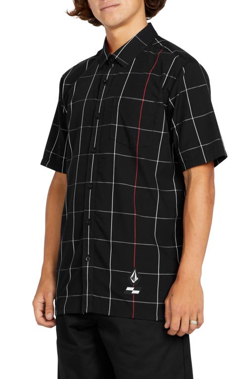 x Schroff Plaid Short Sleeve Button-Up Shirt in Black
