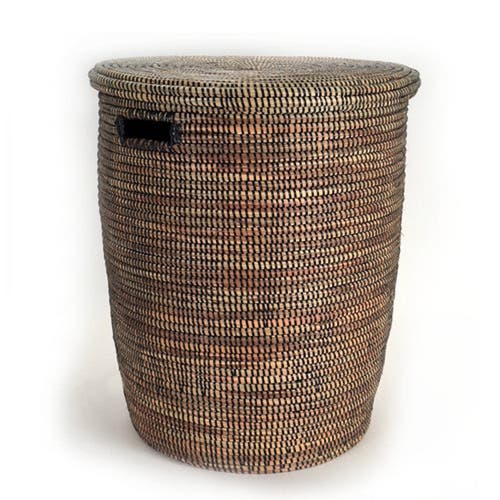 Mbare Flat Lid Storage Basket Monochrome Storage In Brown Black