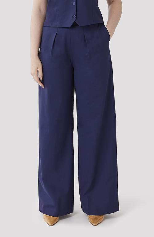 Aam The Label The Wool Wide Leg Pant For Full Hips And Thighs In Indigo