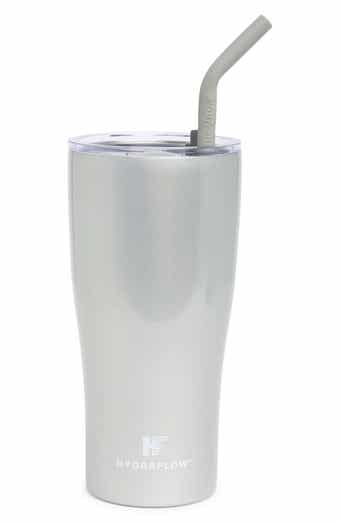 HYDRAFLOW Capri 40 oz. White Stainless Steel Vacuum Insulated Tumbler with  Handle 267327 - The Home Depot
