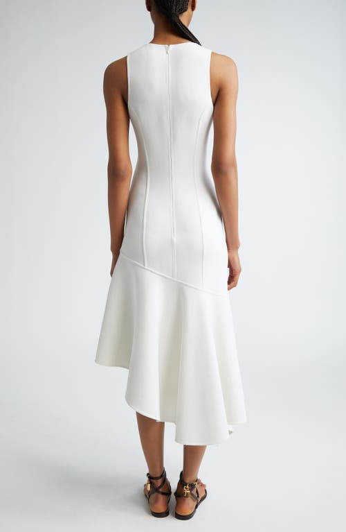Michael Kors Asymmetrical Draped Midi Dress In Ivory