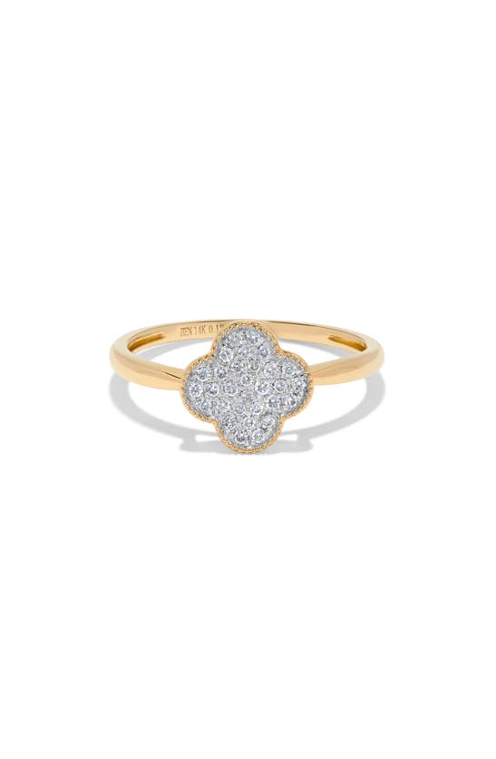 H.j. Namdar Diamond Clover Ring In 14k Yellow Gold