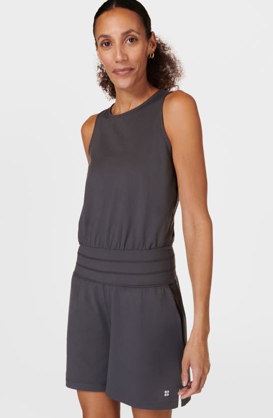 Shop Sweaty Betty Gaia Yoga Sleeveless Romper In Urban Grey