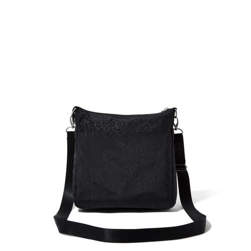 Baggallini Modern Everywhere Slim Crossbody Bag With Rfid Wristlet In Black Cheetah Emboss