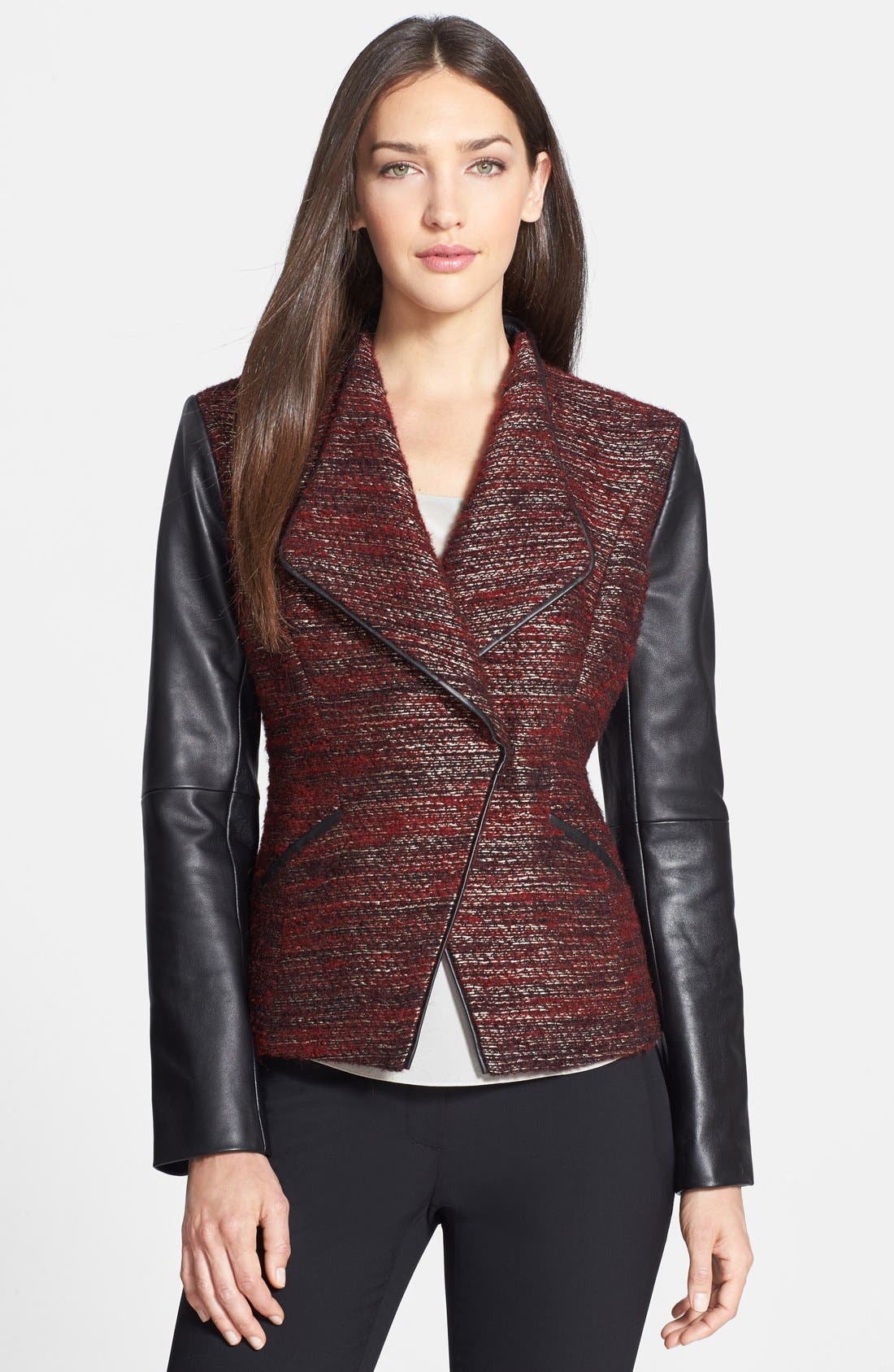 tweed and leather jacket