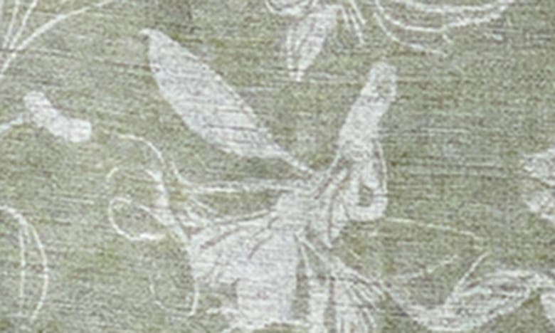 Shop Bugatchi Orson Floral Linen & Cotton Camp Shirt In Olive