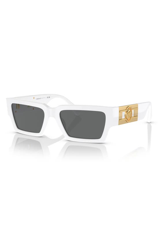 Versace 54mm Rectangular Sunglasses In White