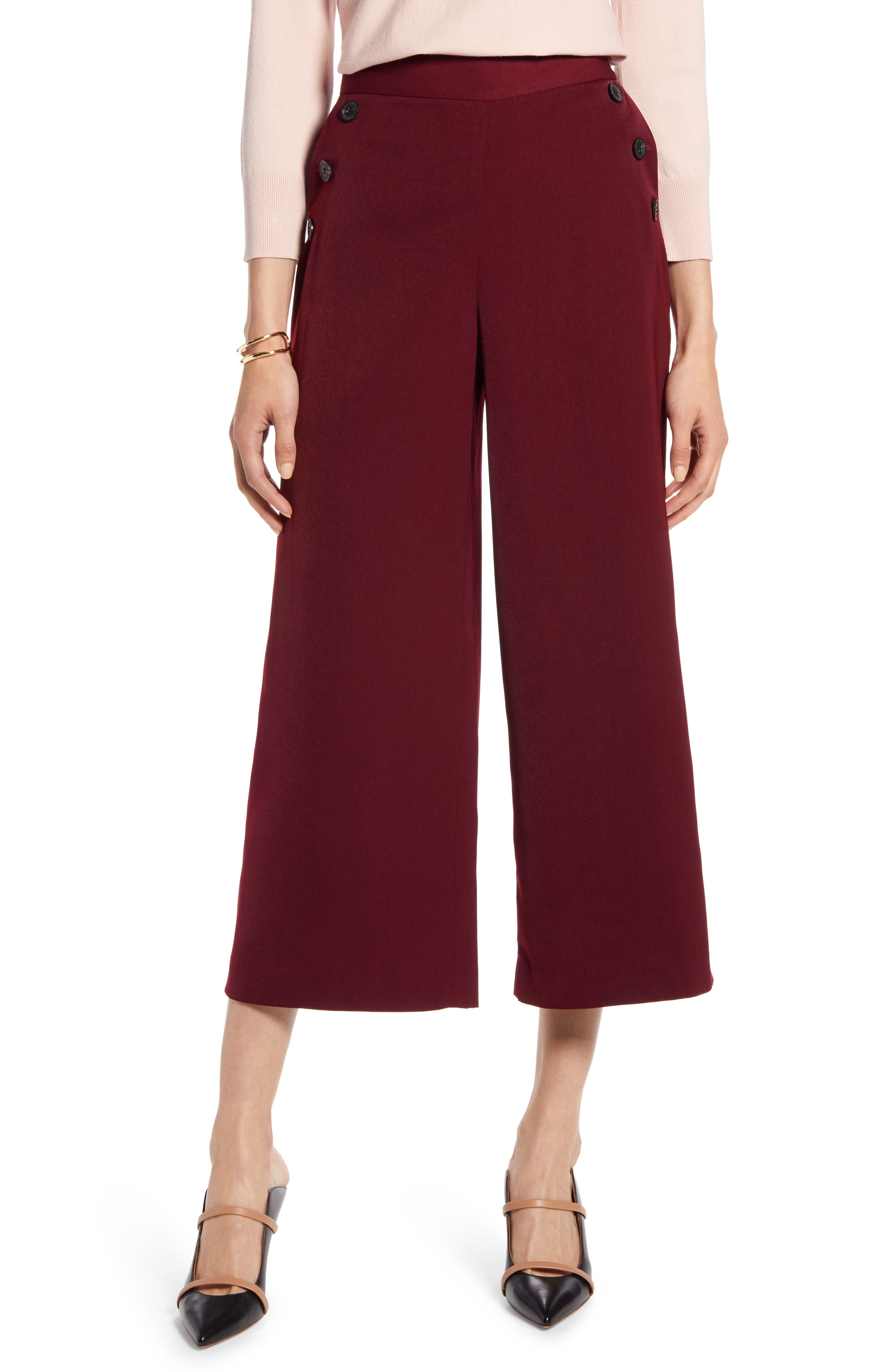 burgundy crop pants