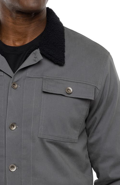 Shop Travismathew Cloud Denim Fleece Collar Jacket In Grey Pinstripe