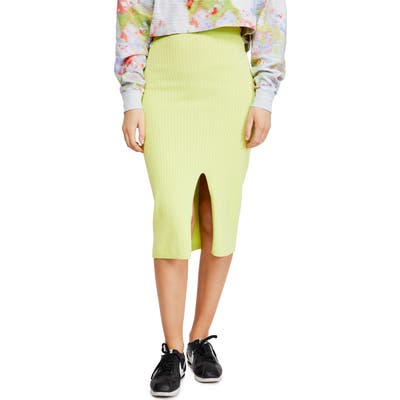 Free People Skyline Rib Midi Skirt, Yellow
