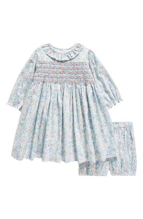 Rachel Riley Floral Smocked Cotton Dress & Bloomers in Navy at Nordstrom, Size 6M