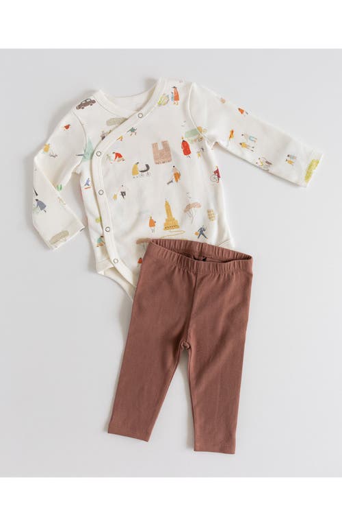 Pehr Explore The World Organic Cotton Wrap Bodysuit In Explore The World