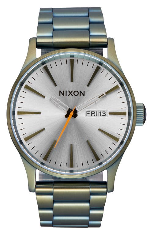 Shop Nixon Sentry Bracelet Watch, 42mm In Vintage White/surplus