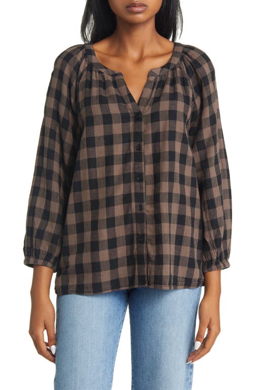beachlunchlounge Check Cotton Top in Coffee Quartz
