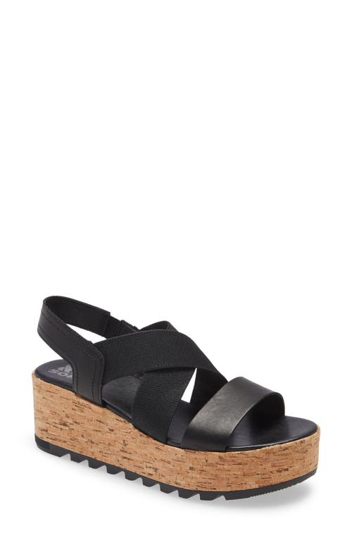 Size 10 woman’s SOREL Cameron Flatform Slingback Sandal in Black at Nordstrom, Size 10