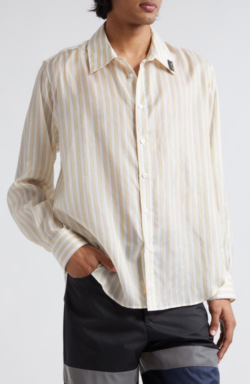 Martine Rose Classic Stripe Button-up Shirt In Yellow/white Stripe