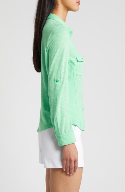 Shop Caslonr Caslon(r) Roll Tab Knit Shirt In Green Celtic