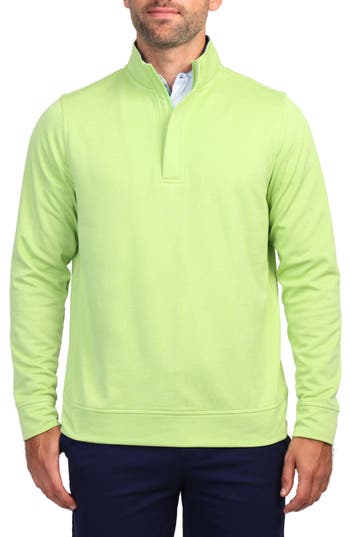 Tailorbyrd Luxe Performance Fleece Quarter Zip Pullover In Avocado
