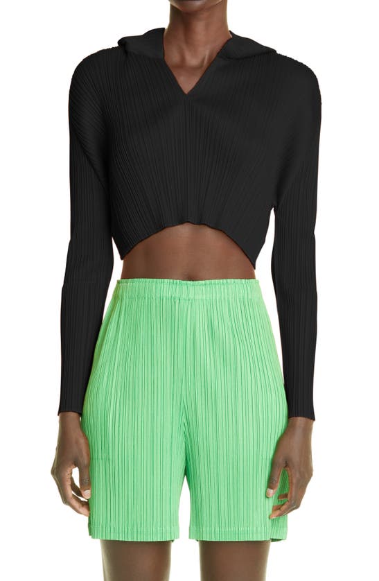 ISSEY MIYAKE PLEATED CROP HOODIE