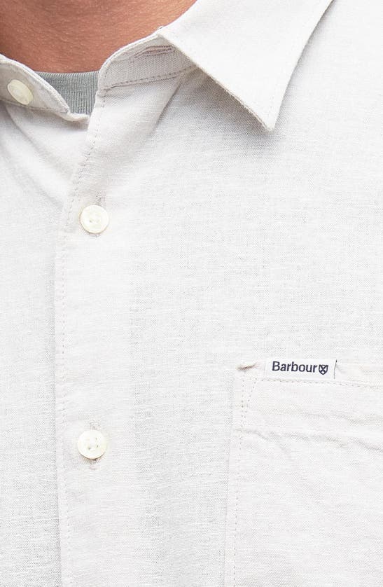 Shop Barbour Nelson Linen & Cotton Button-up Shirt In Mist