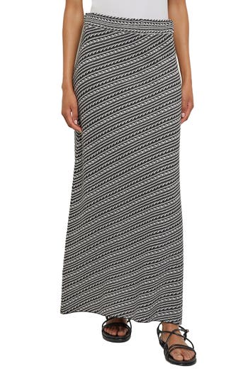 Misook A-line Jacquard Knit Maxi Skirt In Gray