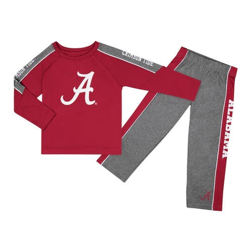 Toddler Colosseum Crimson/Heather Gray Alabama Crimson Tide Logo Raglan Long Sleeve T-Shirt & Pants Set
